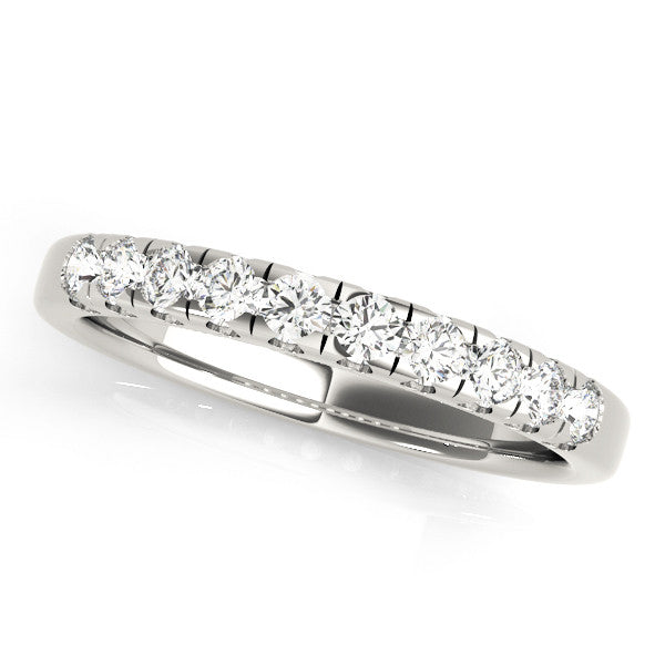 White gold Round Diamond Prong Set Half Eternity Band