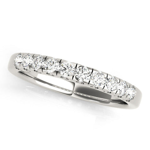 Silver Round Diamond Prong Set Half Eternity Band