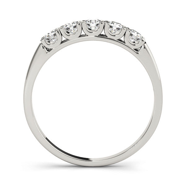 Platinum Round Diamond Channel Set Half Eternity Band with Shared Prong Setting