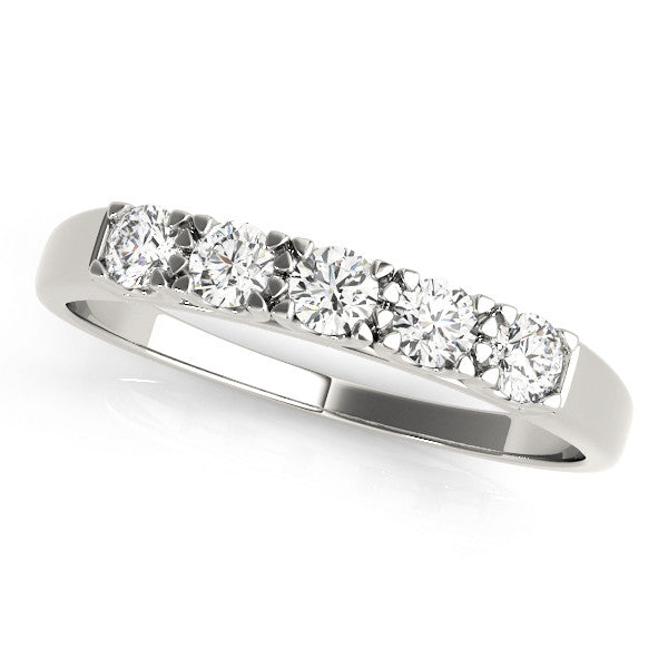 White gold Round Diamond Channel Set Half Eternity Band with Shared Prong Setting