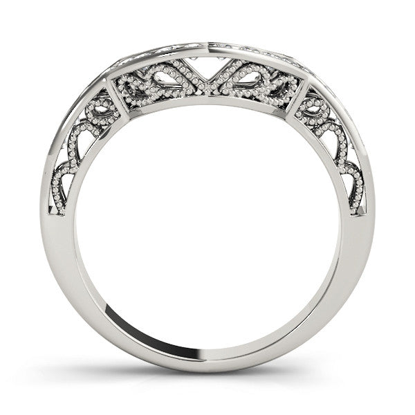 White gold Round Channel-Set Diamond Contour Band