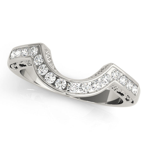 White gold Round Channel-Set Diamond Contour Band