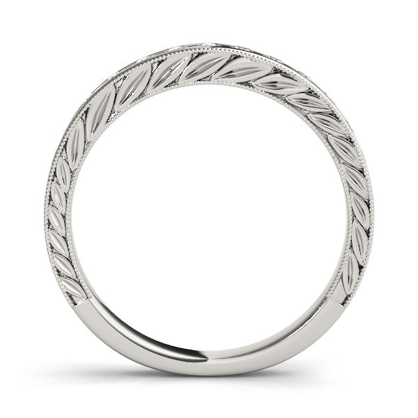 White gold Channel Set Round Diamond Milgrain Edge Wedding Band