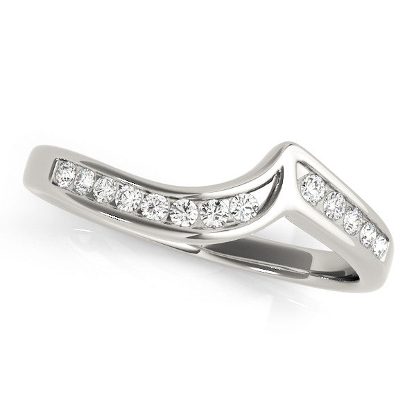 Silver Channel-Set Round Diamond Contour Band
