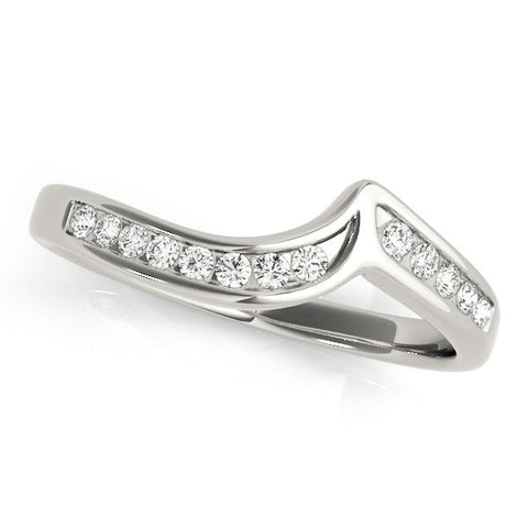 Platinum Channel-Set Round Diamond Contour Band