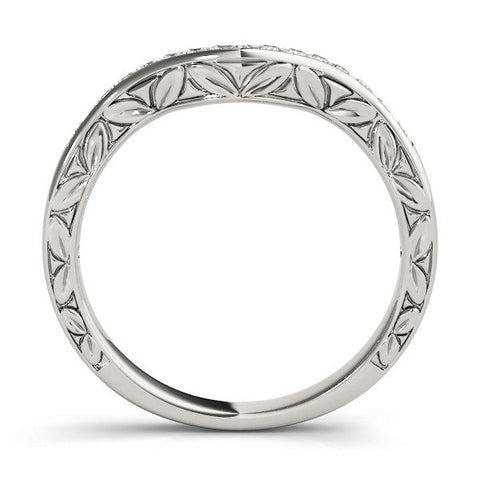 Platinum Round Cut Channel Set Wave Band with Pavé Setting