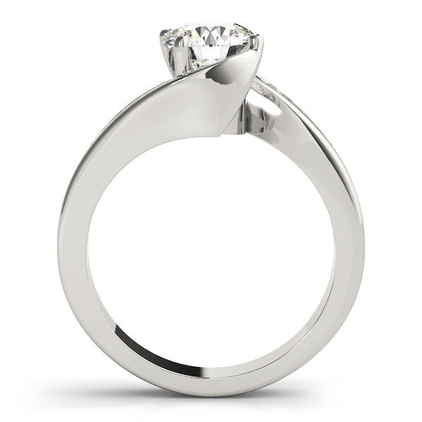 Silver Round Solitaire Twist Band with Channel Set Diamonds and Four-Prong Setting