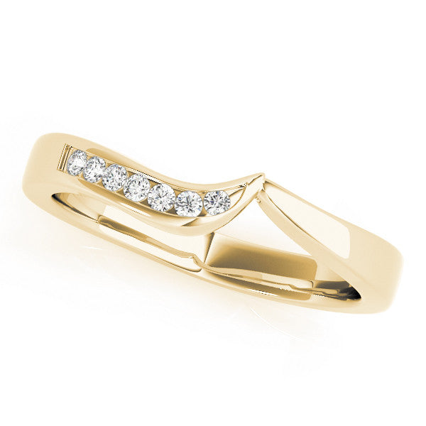 Yellow gold Channel Set Round Diamond Contour Band
