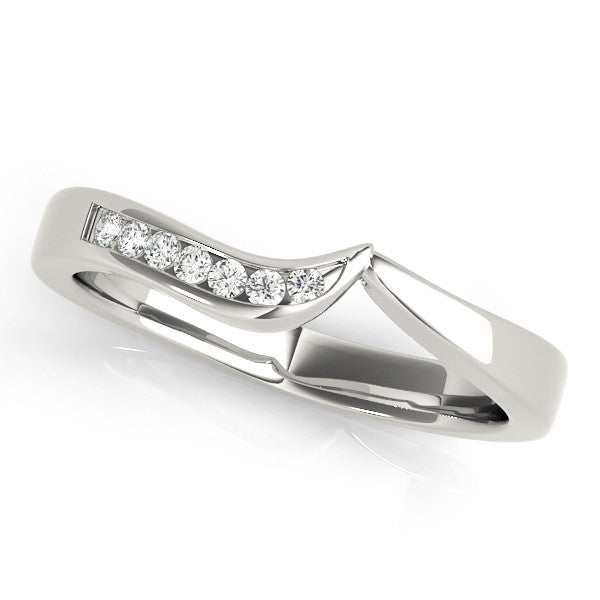 Silver Channel Set Round Diamond Contour Band