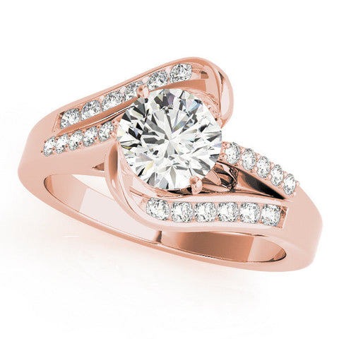 Rose gold Marquise Solitaire Bypass Diamond Engagement Ring with Channel-Set Band and Four-Prong Setting