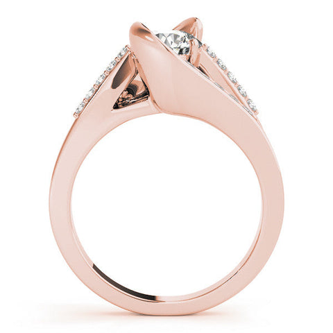 Rose gold Marquise Solitaire Bypass Diamond Engagement Ring with Channel-Set Band and Four-Prong Setting