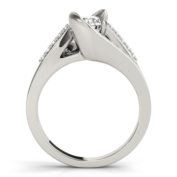 Platinum Marquise Solitaire Bypass Diamond Engagement Ring with Channel-Set Band and Four-Prong Setting