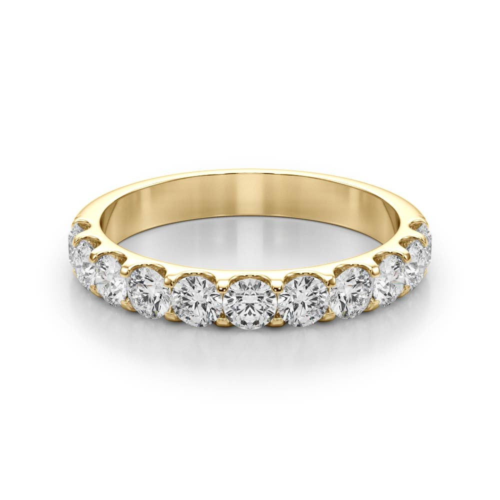 Yellow gold Round Diamond Half Eternity Prong Set Band
