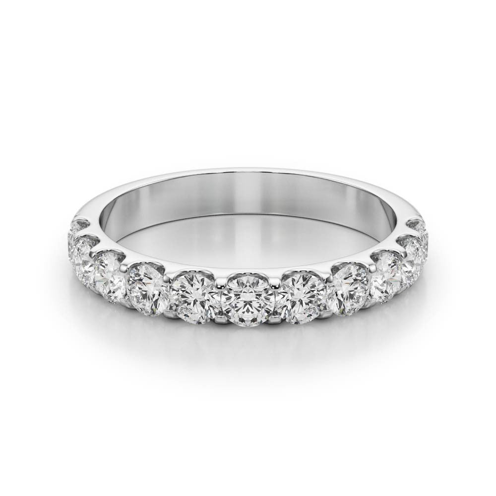Platinum Round Diamond Half Eternity Prong Set Band