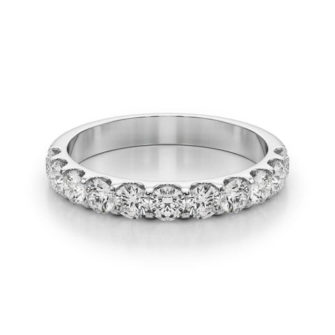 White gold Round Diamond Half Eternity Prong Set Band