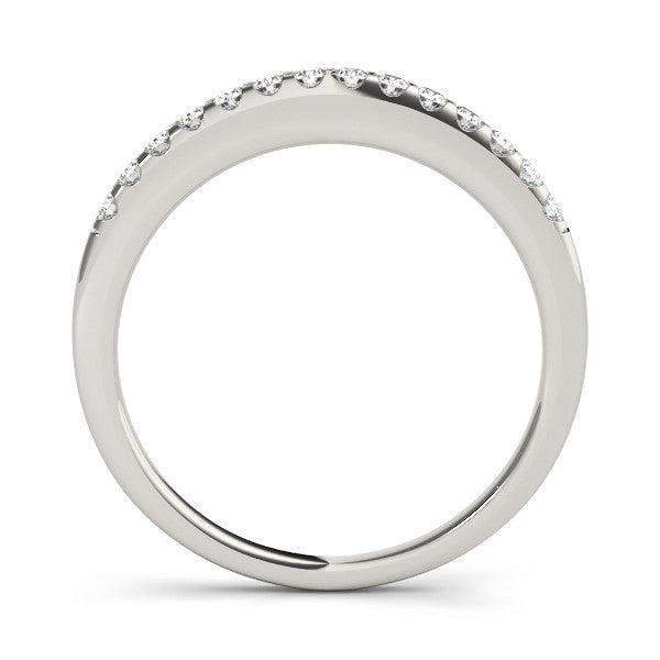 Silver Round Diamond Half Eternity Band with Pavé Setting and Shared Prong