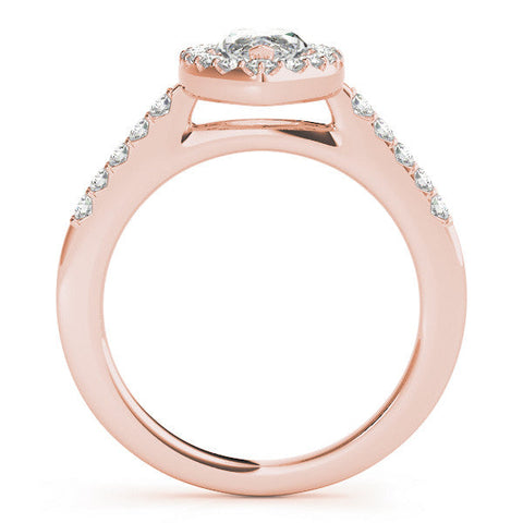 Rose gold Marquise Halo Diamond Pavé Solitaire Ring