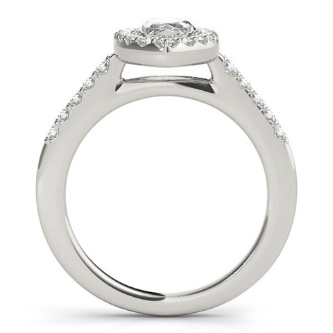 White gold Marquise Halo Diamond Pavé Solitaire Ring