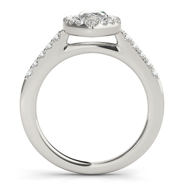 Platinum Marquise Halo Diamond Pavé Solitaire Ring