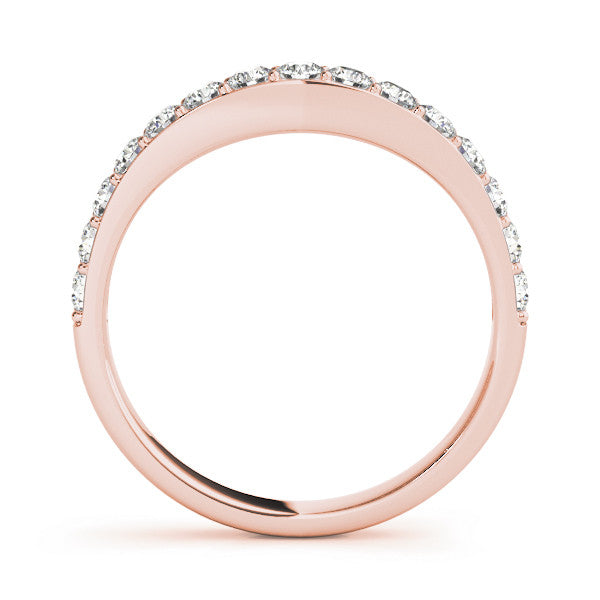 Rose gold Round Diamond Pavé Set Curved Eternity Band