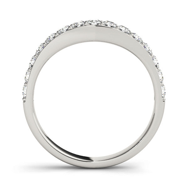 Silver Round Diamond Pavé Set Curved Eternity Band