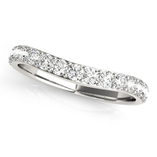 White gold Round Diamond Pavé Set Curved Eternity Band