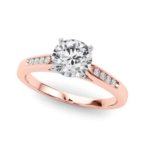 Rose gold Heart Cut Channel Set Solitaire Engagement Ring with Four-Prong Setting