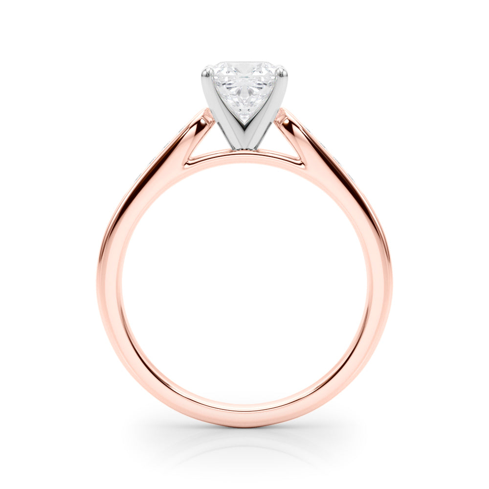Rose gold Cushion Cut Channel Set Solitaire Engagement Ring with Four-Prong Setting