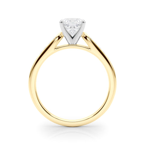 Yellow gold Cushion Cut Channel Set Solitaire Engagement Ring with Four-Prong Setting