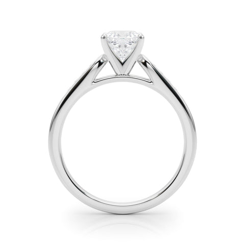 Platinum Cushion Cut Channel Set Solitaire Engagement Ring with Four-Prong Setting