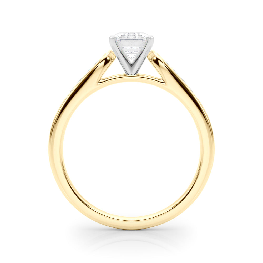 Yellow gold Radiant Cut Channel Set Solitaire Engagement Ring with Four-Prong Setting