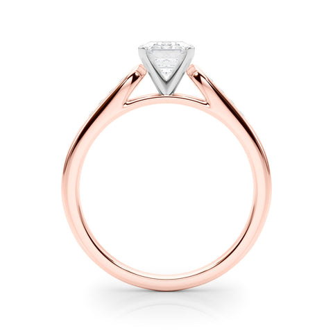Rose gold Emerald Cut Channel Set Solitaire Engagement Ring with Four-Prong Setting