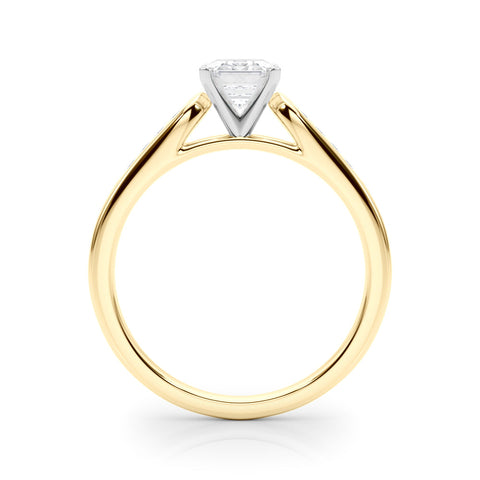 Yellow gold Radiant Cut Channel Set Solitaire Engagement Ring with Four-Prong Setting