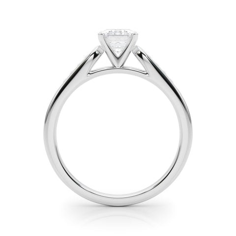 White gold Emerald Cut Channel Set Solitaire Engagement Ring with Four-Prong Setting