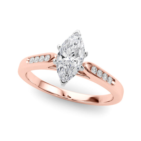 Rose gold Marquise Cut Channel Set Solitaire Engagement Ring with Four-Prong Setting