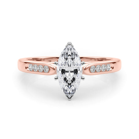 Rose gold Marquise Cut Channel Set Solitaire Engagement Ring with Four-Prong Setting