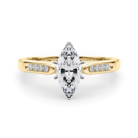 Yellow gold Marquise Cut Channel Set Solitaire Engagement Ring with Four-Prong Setting