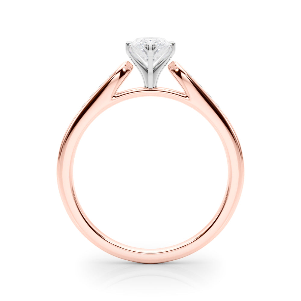 Rose gold Marquise Cut Channel Set Solitaire Engagement Ring with Four-Prong Setting