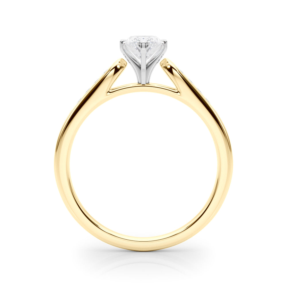 Yellow gold Marquise Cut Channel Set Solitaire Engagement Ring with Four-Prong Setting