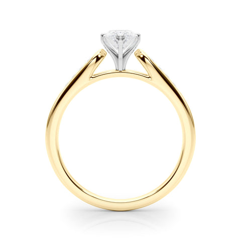 Yellow gold Marquise Cut Channel Set Solitaire Engagement Ring with Four-Prong Setting