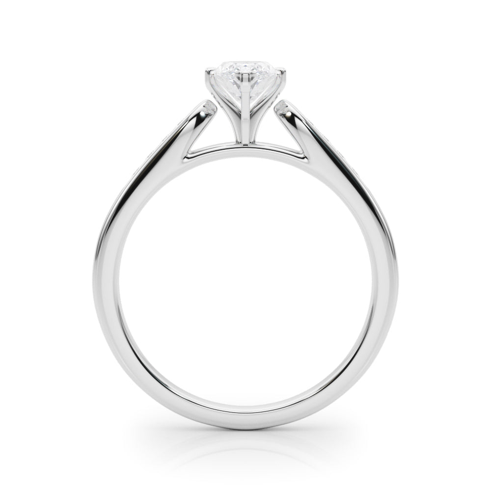 White gold Marquise Cut Channel Set Solitaire Engagement Ring with Four-Prong Setting