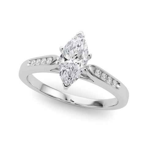 Platinum Marquise Cut Channel Set Solitaire Engagement Ring with Four-Prong Setting