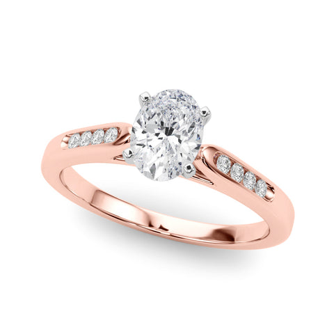 Rose gold Oval Cut Channel Set Solitaire Engagement Ring with Four-Prong Setting