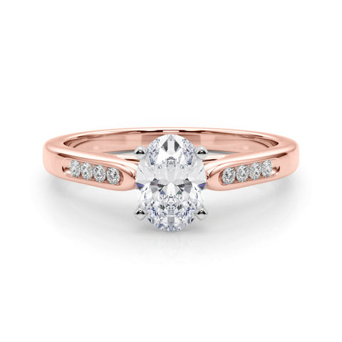 Rose gold Oval Cut Channel Set Solitaire Engagement Ring with Four-Prong Setting