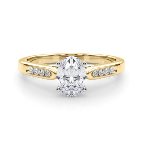 Yellow gold Oval Cut Channel Set Solitaire Engagement Ring with Four-Prong Setting