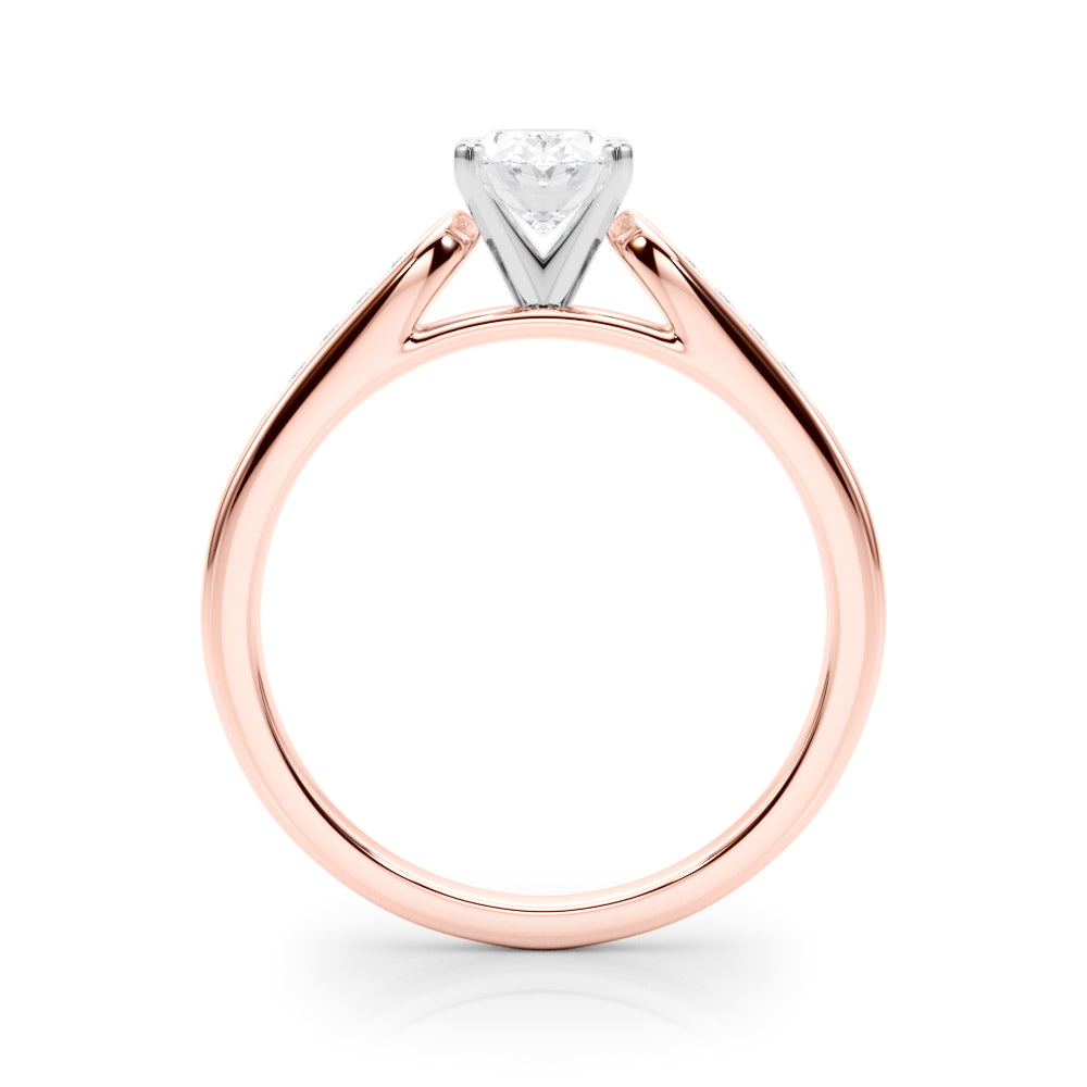 Rose gold Oval Cut Channel Set Solitaire Engagement Ring with Four-Prong Setting