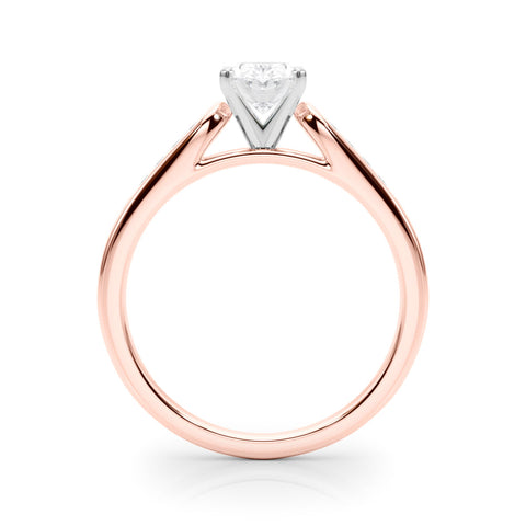 Rose gold Oval Cut Channel Set Solitaire Engagement Ring with Four-Prong Setting