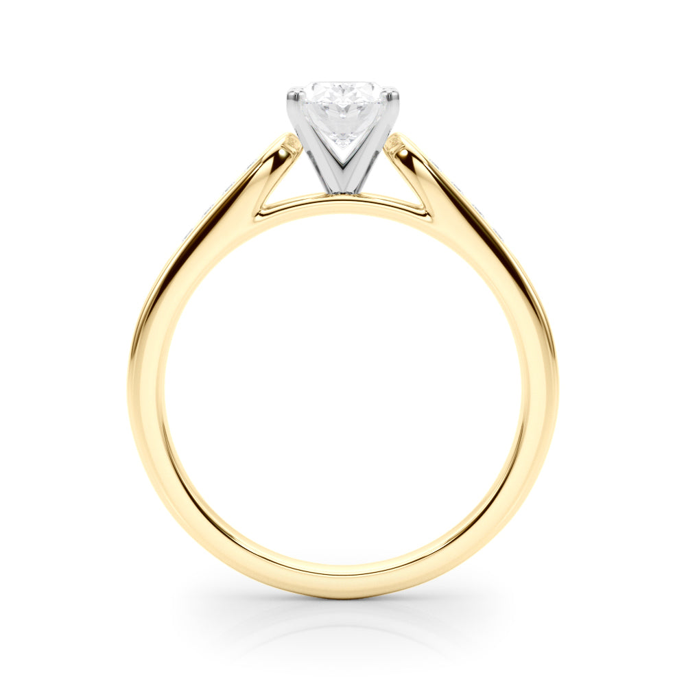 Yellow gold Oval Cut Channel Set Solitaire Engagement Ring with Four-Prong Setting