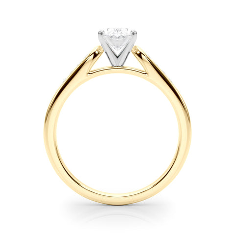 Yellow gold Oval Cut Channel Set Solitaire Engagement Ring with Four-Prong Setting