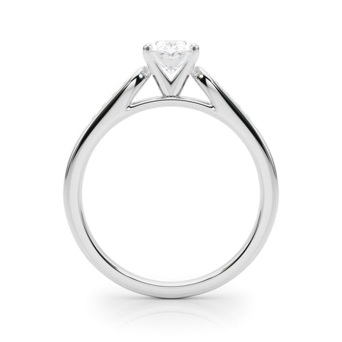 White gold Oval Cut Channel Set Solitaire Engagement Ring with Four-Prong Setting